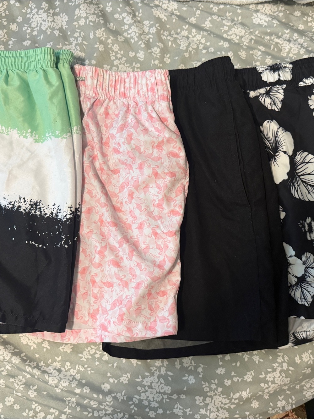 Kids Swim Shorts - Pink Flamingo Print, Black, Mint & Floral Options